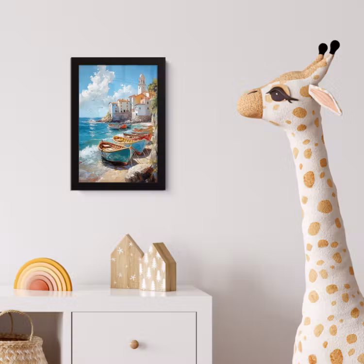 Poster met lijst - Boten - Rotsen - Zee - Zon — 5