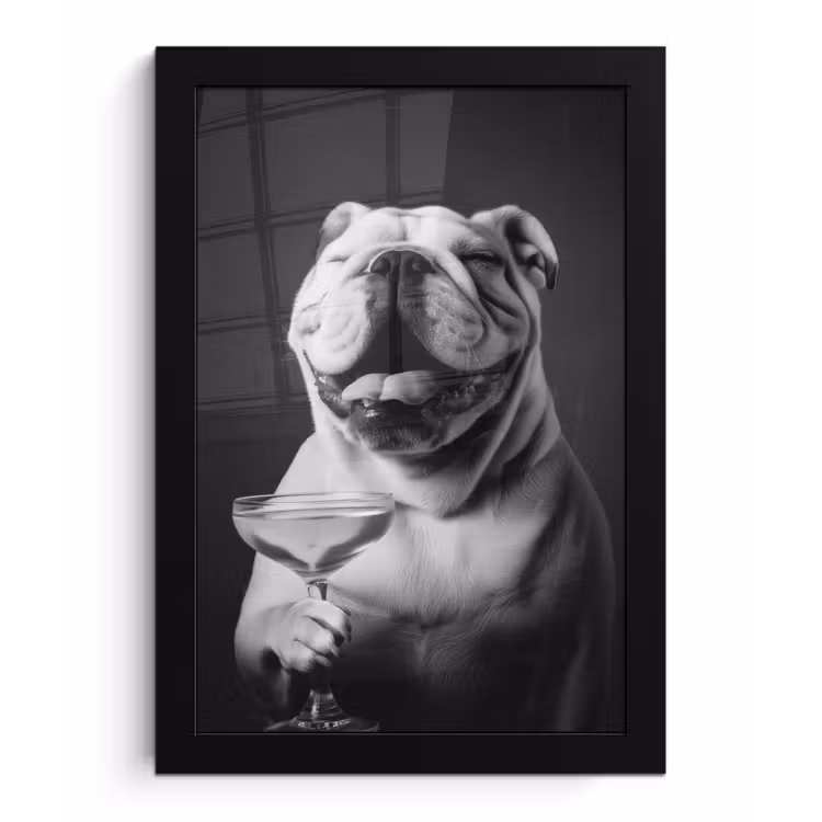 Poster met lijst - Buldog - Hond - Glas — 1