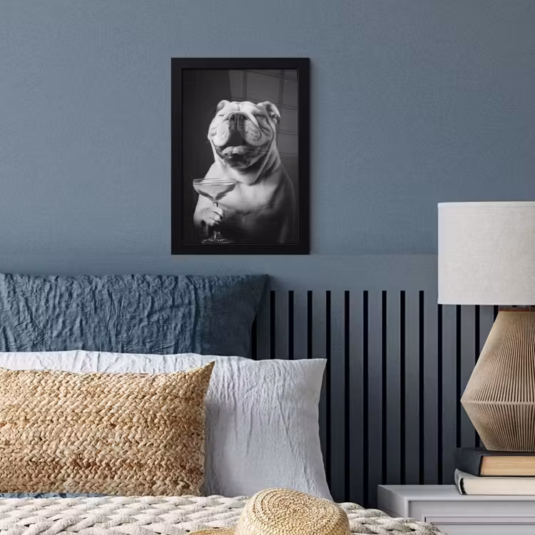 Poster met lijst - Buldog - Hond - Glas — 4