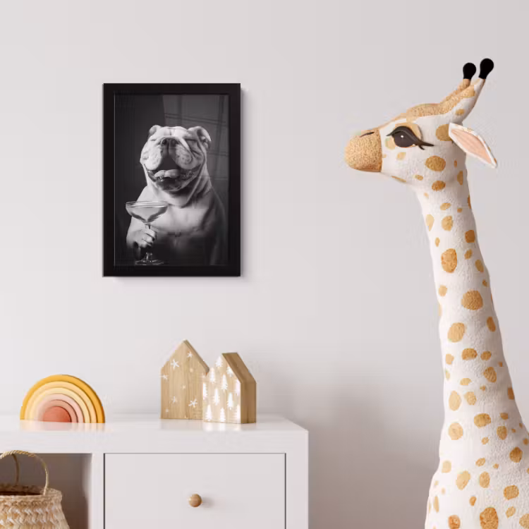 Poster met lijst - Buldog - Hond - Glas — 5
