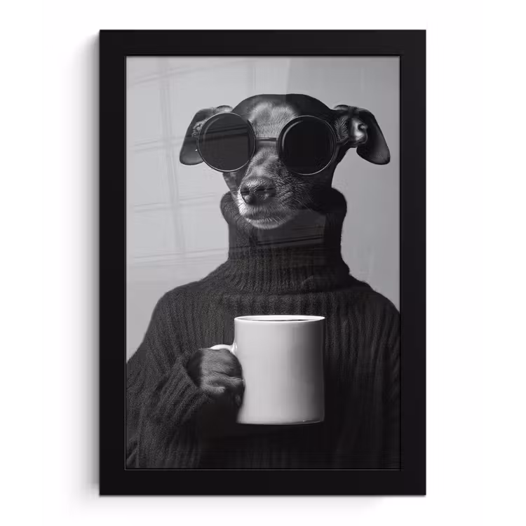 Poster met lijst - Coltrui - Hond - Bril - Mok — 1