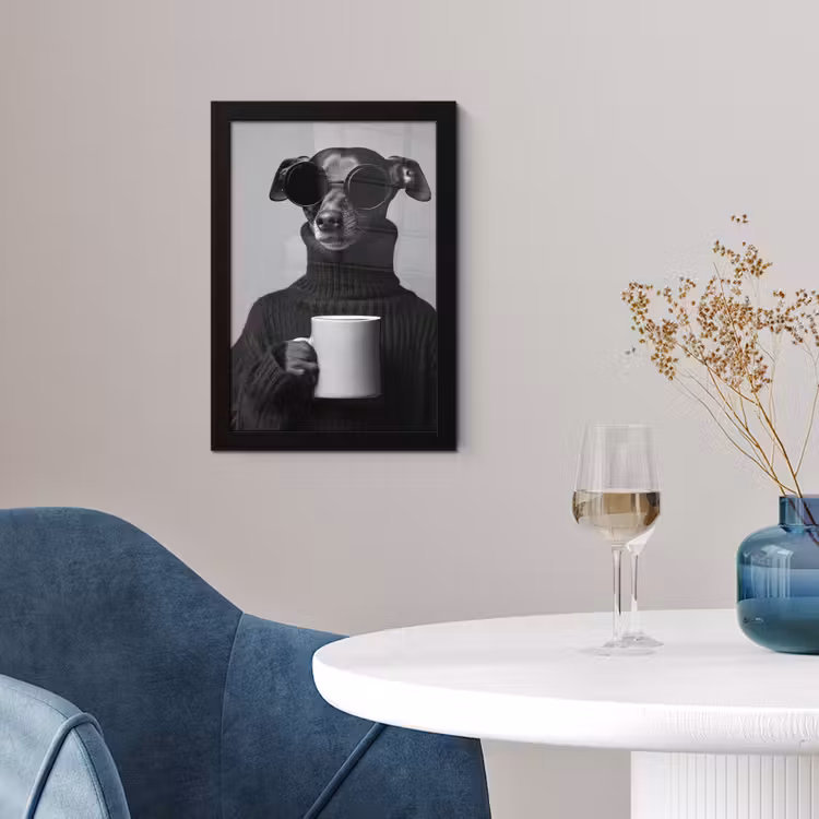 Poster met lijst - Coltrui - Hond - Bril - Mok — 2