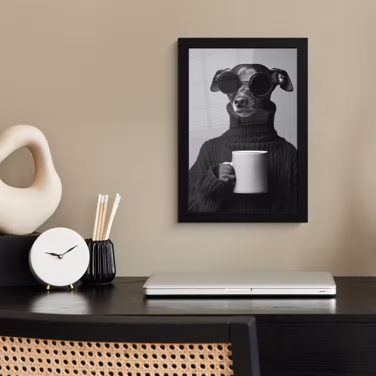 Poster met lijst - Coltrui - Hond - Bril - Mok — 3