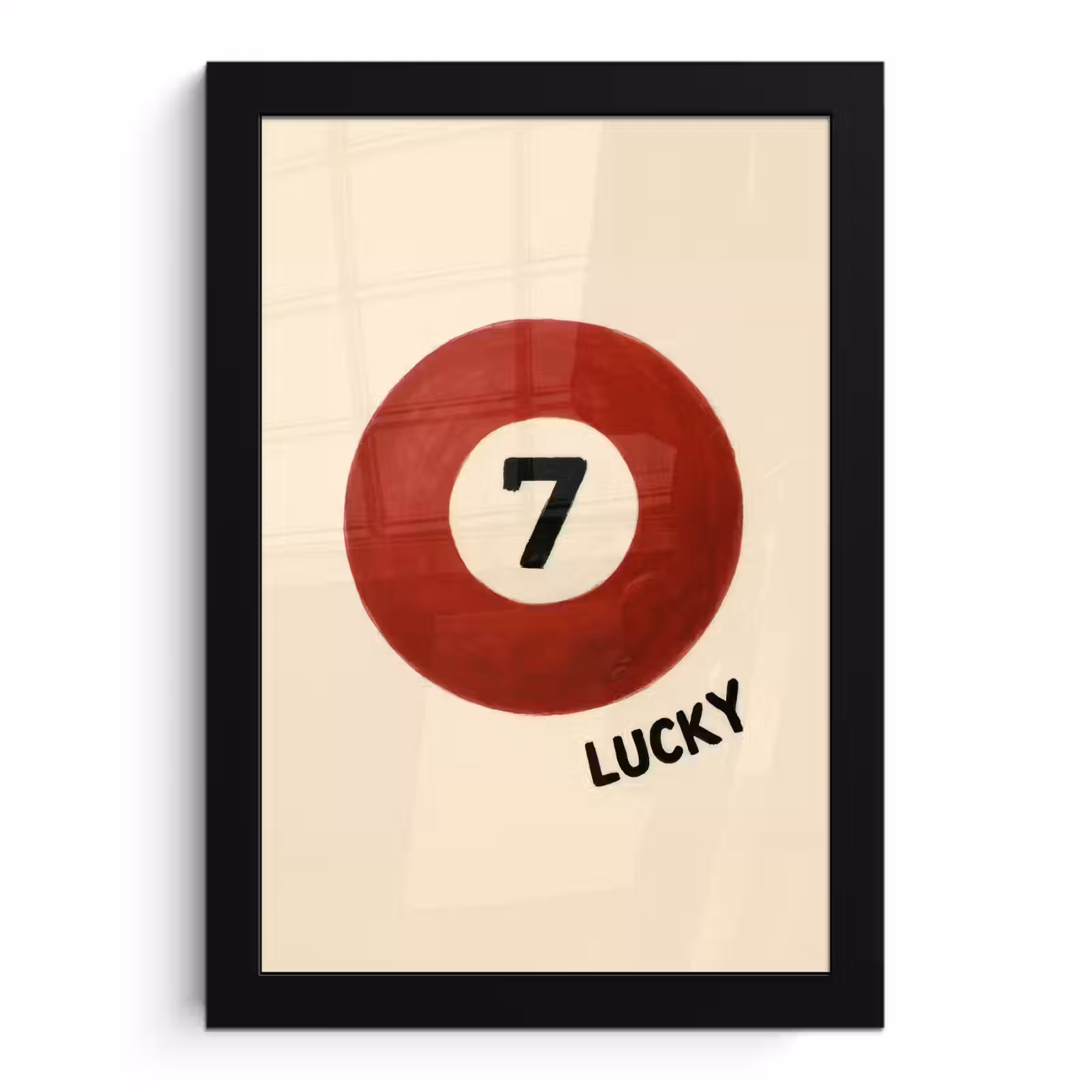 Poster met lijst - Cirkel - Zeven - Lucky - Rood — 1