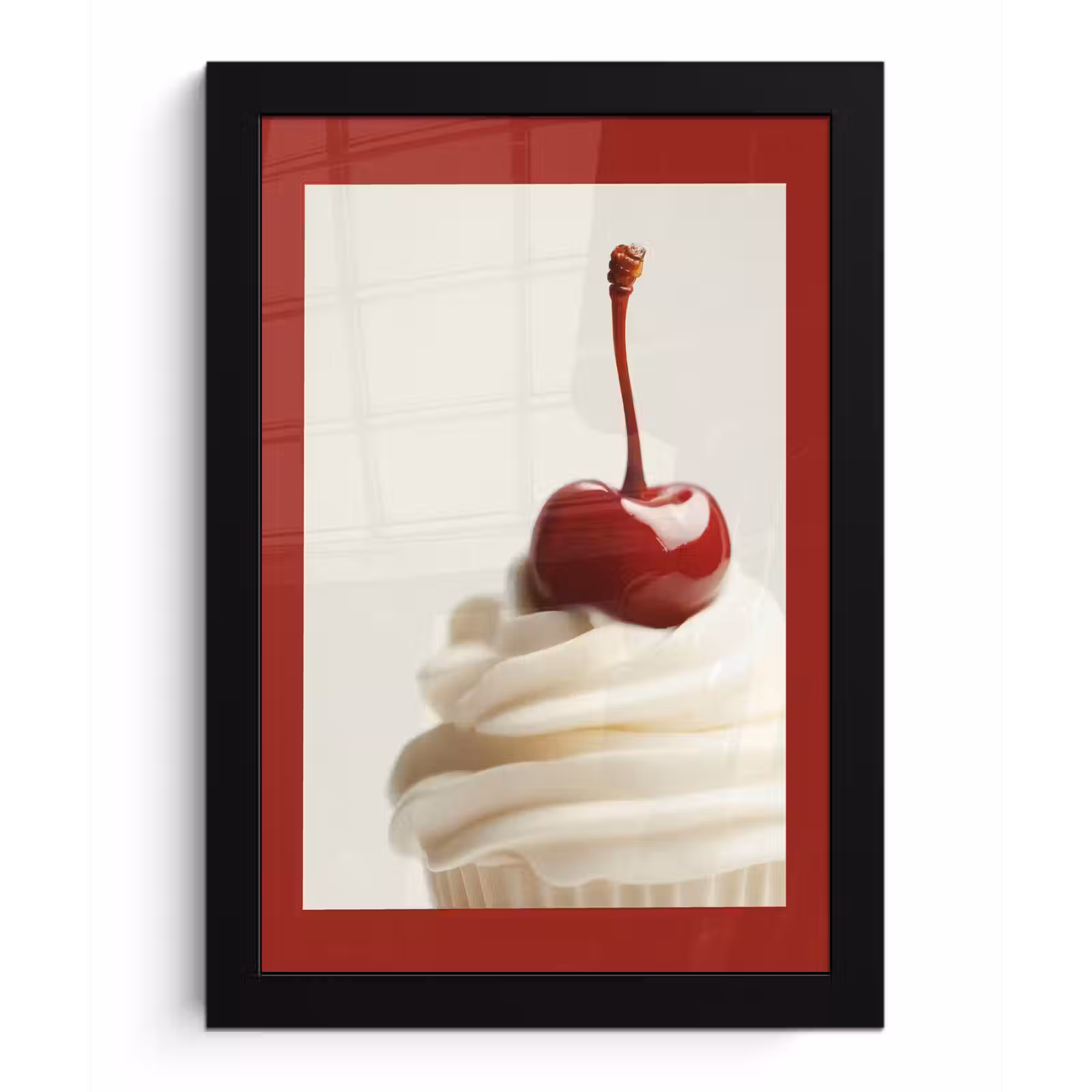 Poster met lijst - Cupcake - Kers - Rood — 1