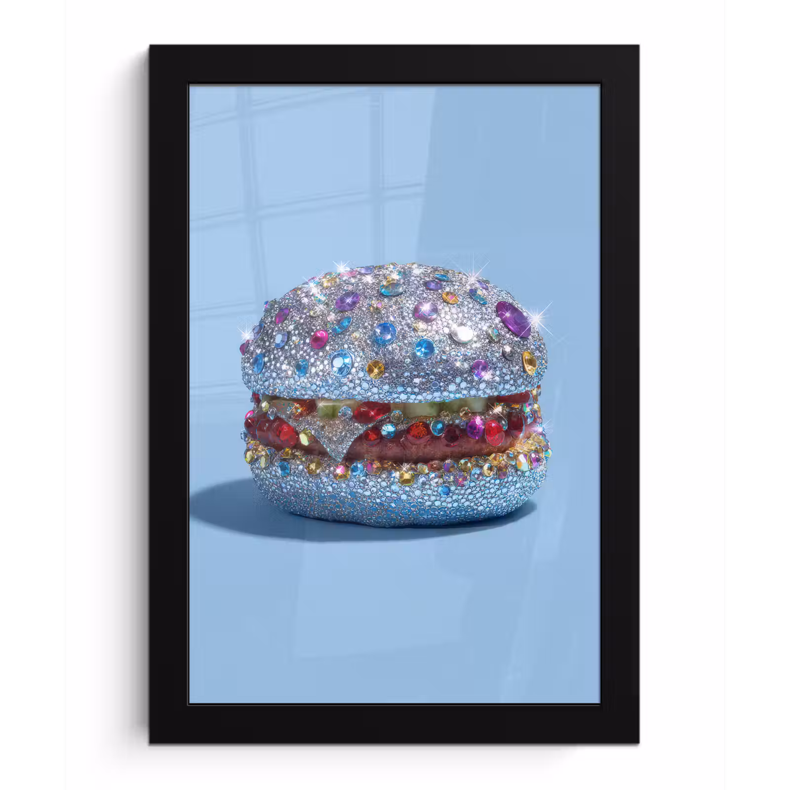 Poster met lijst - Glitters - Hamburger - Blauw — 1
