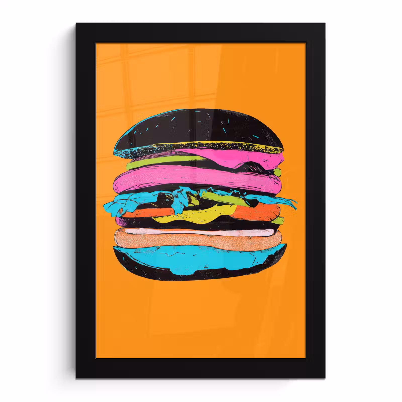 Poster met lijst - Hamburger - Kleurrijk - Speels — 1