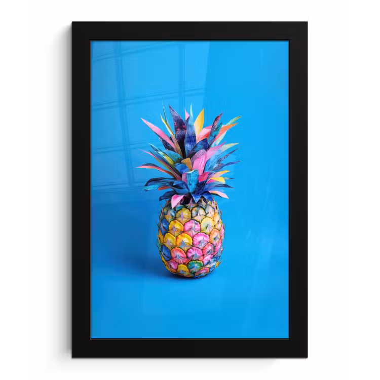 Poster met lijst - Ananas - Blauw - Tropisch - Vrolijk — 1