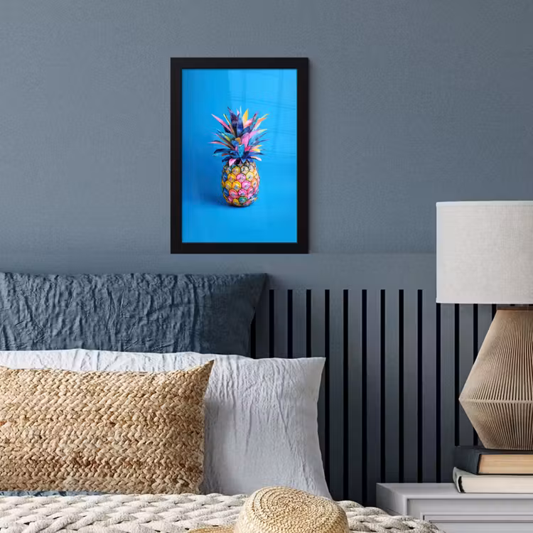 Poster met lijst - Ananas - Blauw - Tropisch - Vrolijk — 4