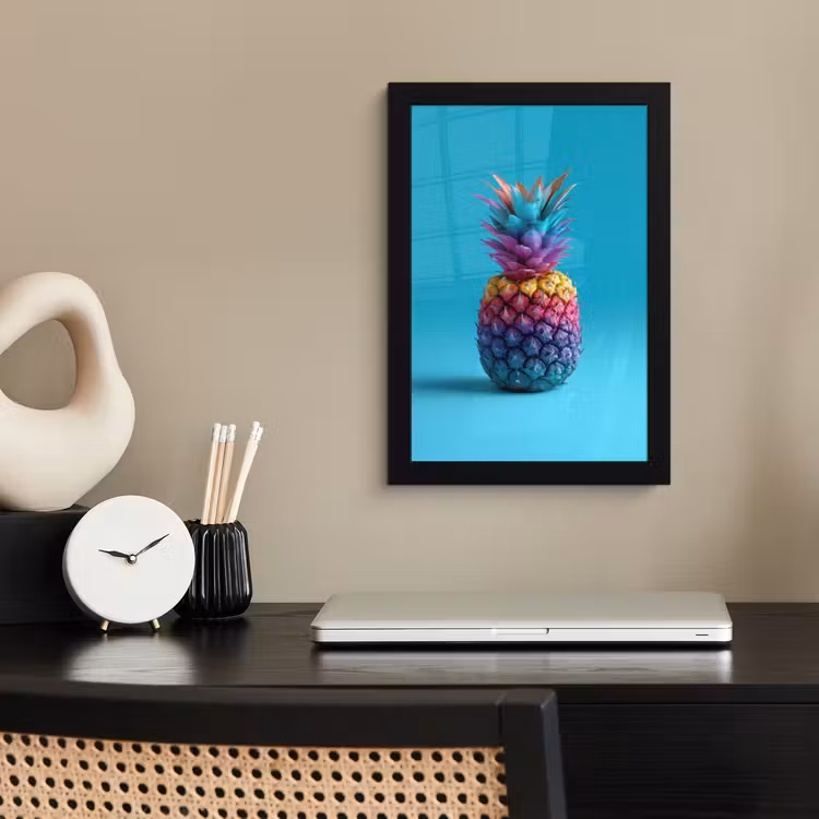 Poster met lijst - Ananas - Regenboog - Blauw - Popart — 3