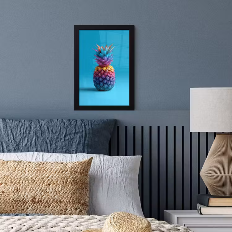 Poster met lijst - Ananas - Regenboog - Blauw - Popart — 4