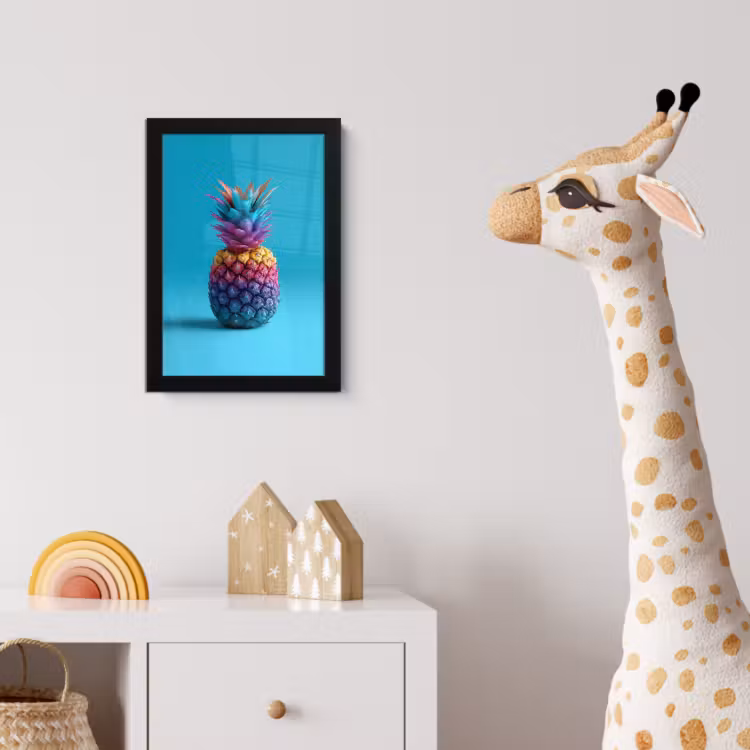 Poster met lijst - Ananas - Regenboog - Blauw - Popart — 5