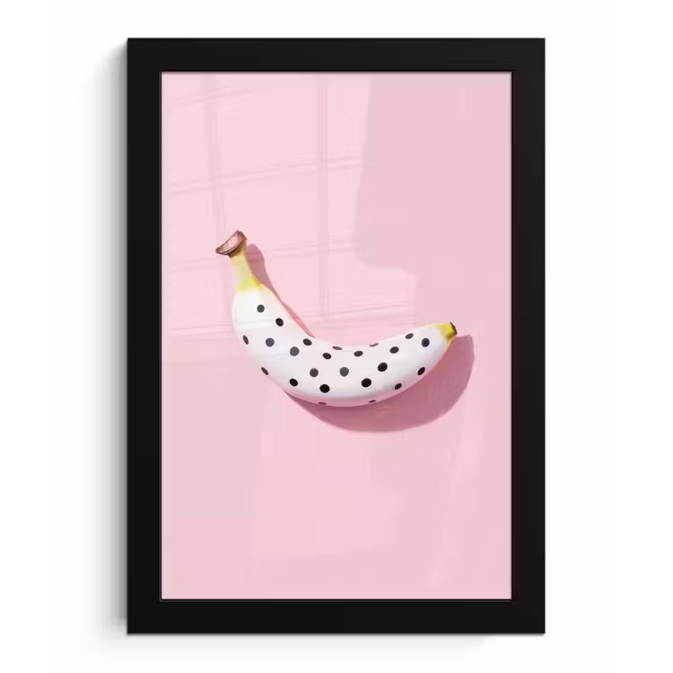 Poster met lijst - Banaan - Stippen - roze — 1