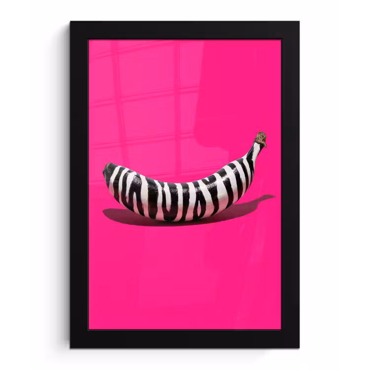 Poster met lijst - Banaan - Zebraprint - Roze — 1