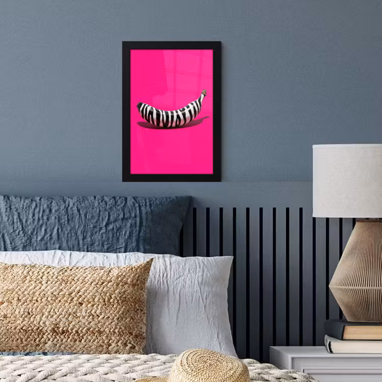 Poster met lijst - Banaan - Zebraprint - Roze — 4