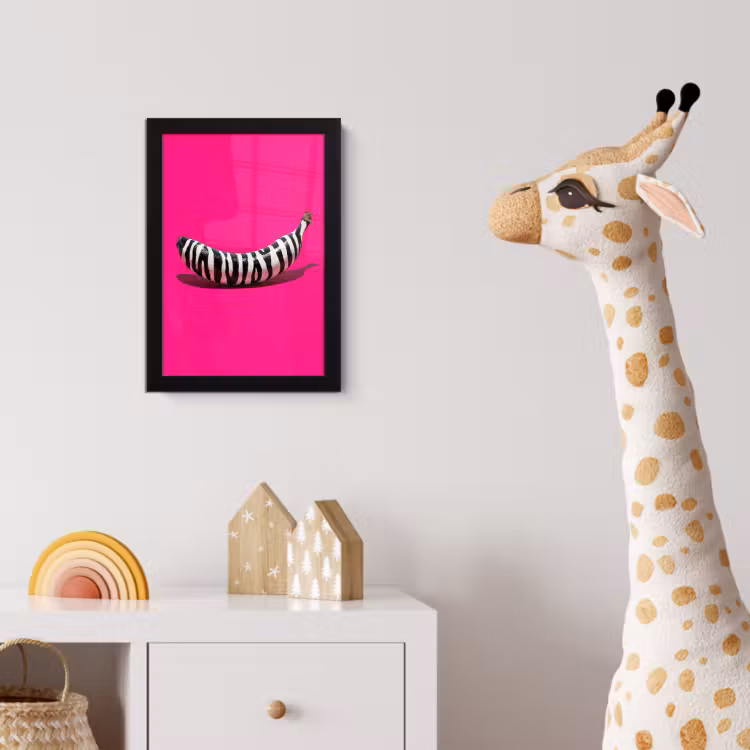 Poster met lijst - Banaan - Zebraprint - Roze — 5