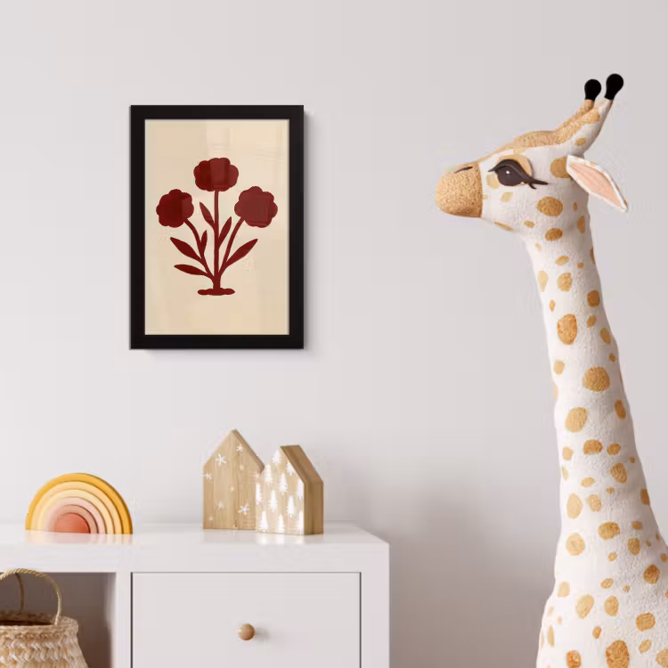 Poster met lijst - Bloemen - Bladeren - Rood - Minimalistisch — 5