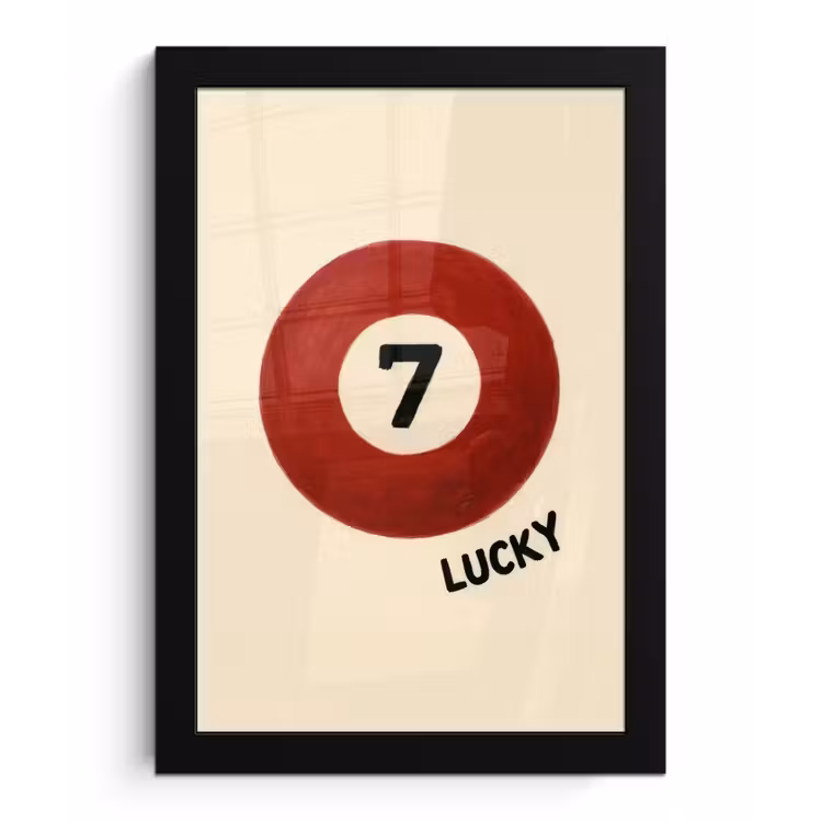 Poster met lijst - Cirkel - Zeven - Lucky - Rood — 1