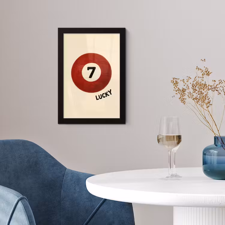 Poster met lijst - Cirkel - Zeven - Lucky - Rood — 2