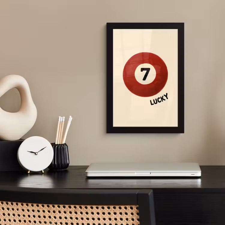 Poster met lijst - Cirkel - Zeven - Lucky - Rood — 3