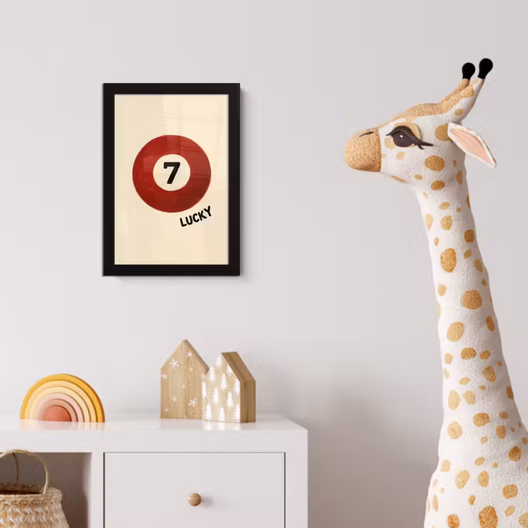 Poster met lijst - Cirkel - Zeven - Lucky - Rood — 5