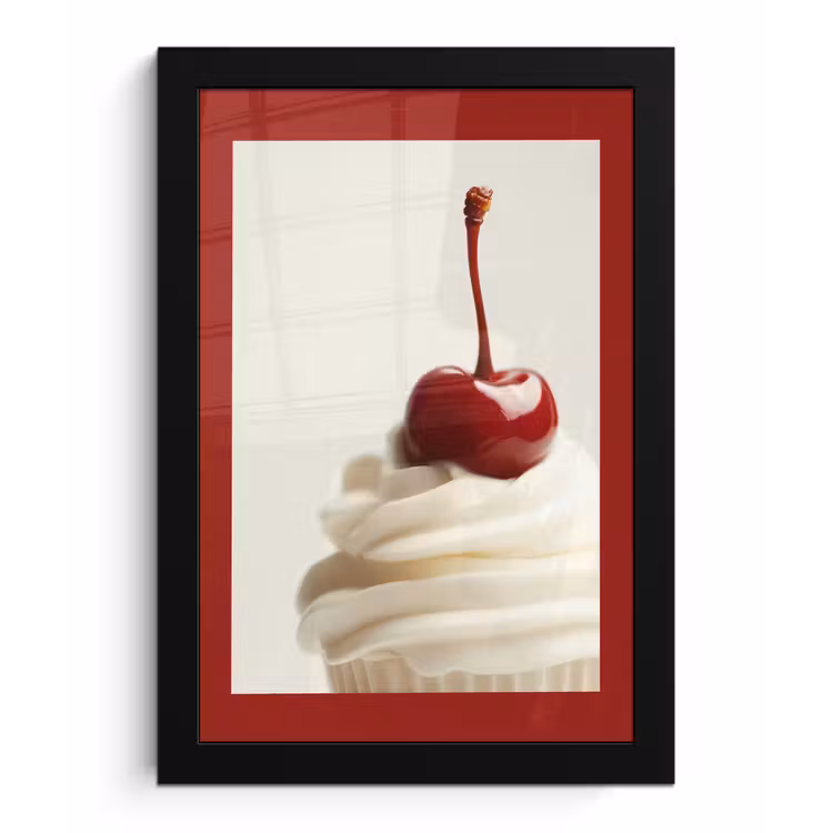 Poster met lijst - Cupcake - Kers - Rood — 1