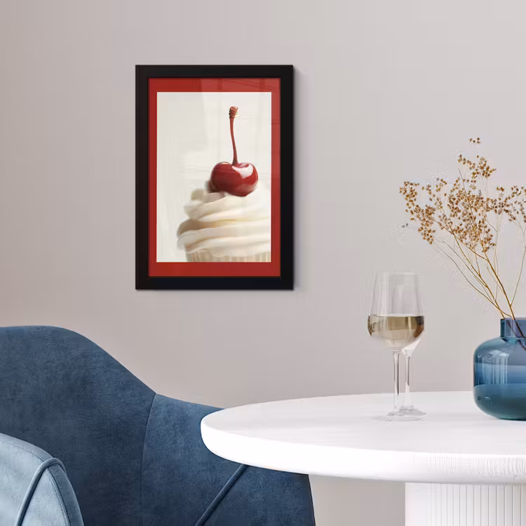 Poster met lijst - Cupcake - Kers - Rood — 2