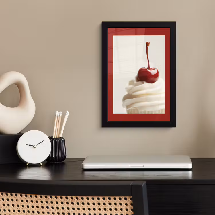 Poster met lijst - Cupcake - Kers - Rood — 3