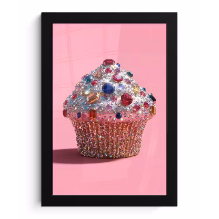 Poster met lijst - Cupcake - Kleurrijk - Edelstenen — 1