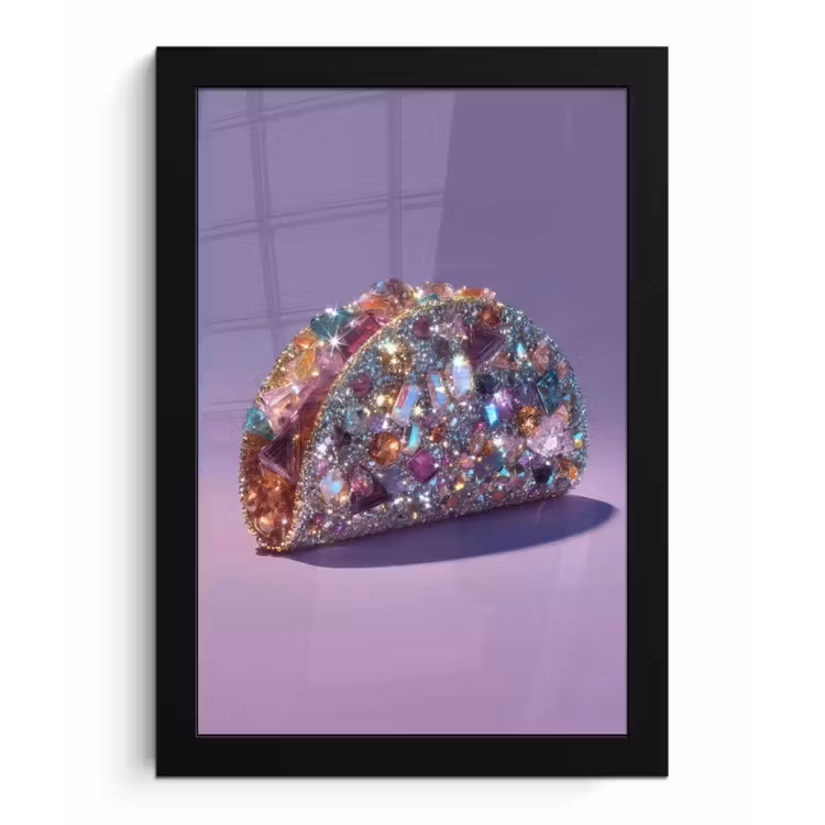 Poster met lijst - Edelstenen - Glitters - Paars - Kleurrijk — 1
