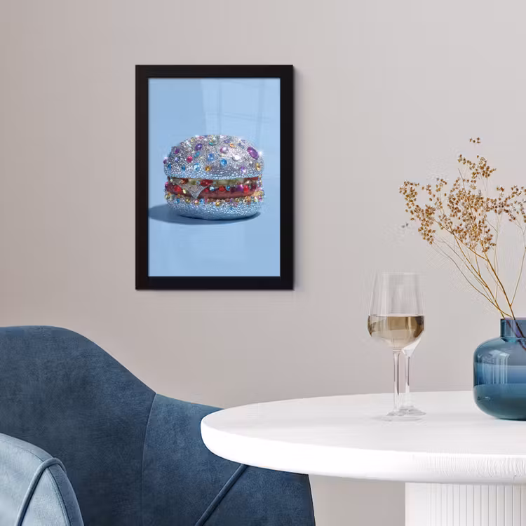 Poster met lijst - Glitters - Hamburger - Blauw — 2