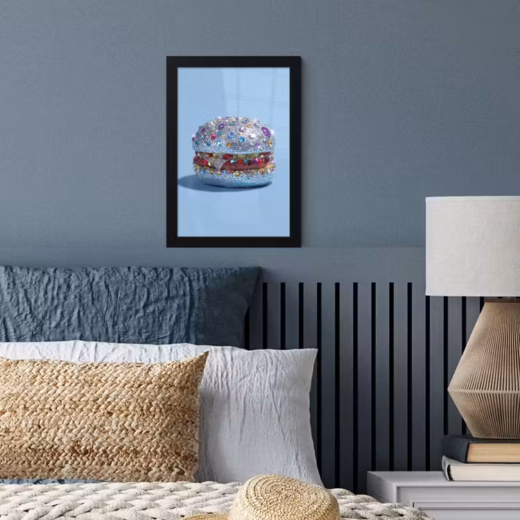 Poster met lijst - Glitters - Hamburger - Blauw — 4