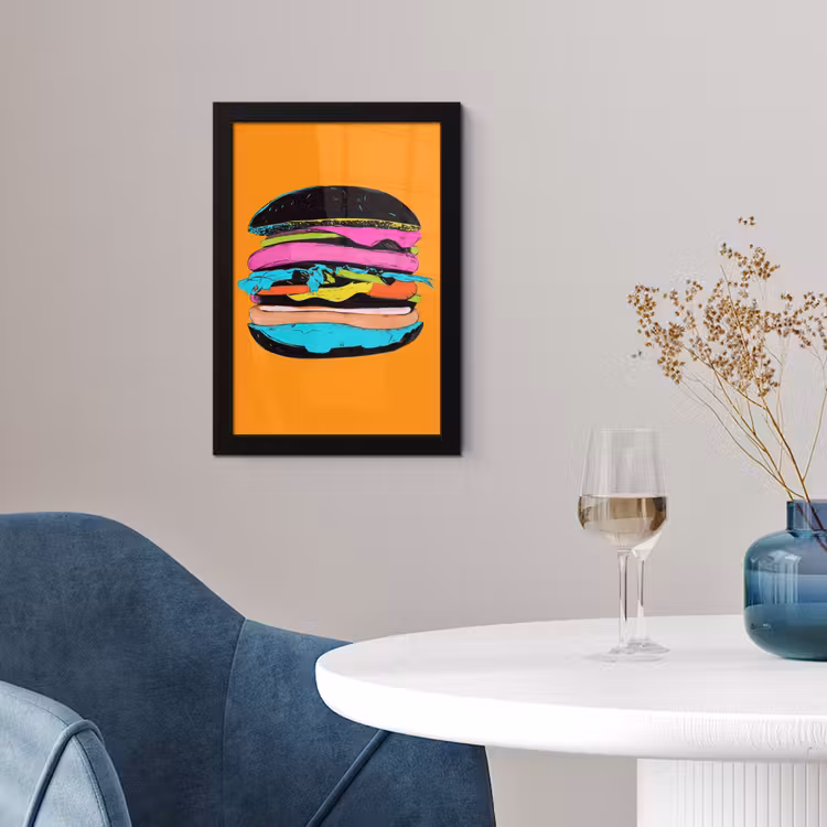Poster met lijst - Hamburger - Kleurrijk - Speels — 2