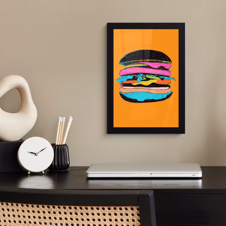 Poster met lijst - Hamburger - Kleurrijk - Speels — 3