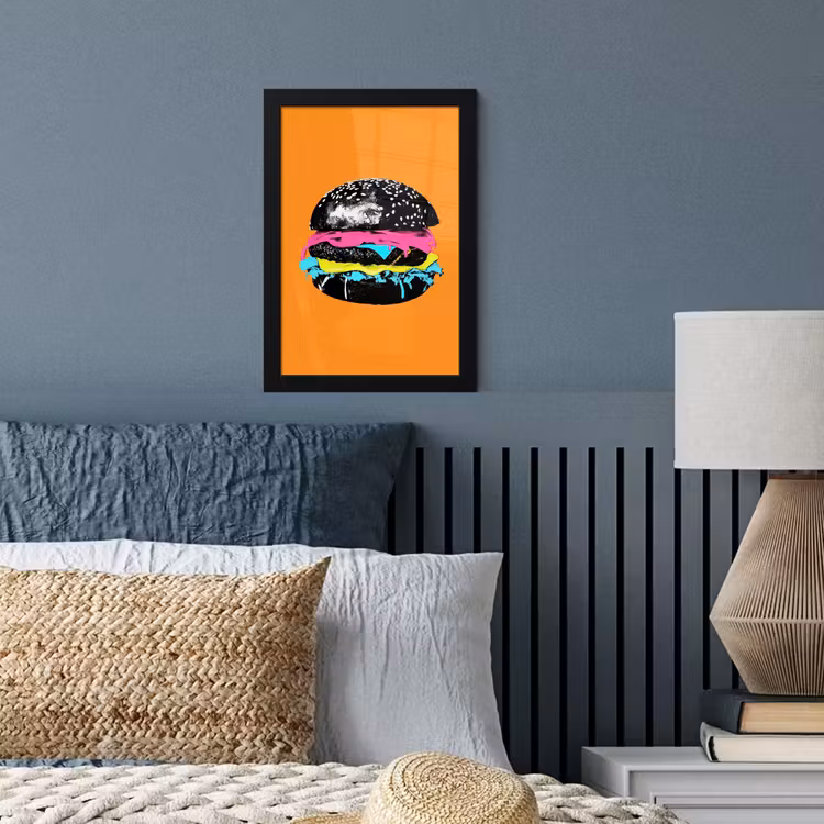Poster met lijst - Hamburger - Oranje - Neon - popart — 4