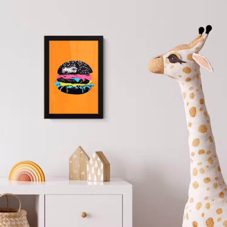 Poster met lijst - Hamburger - Oranje - Neon - popart — 5
