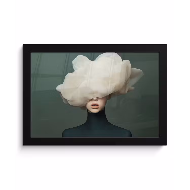 Poster met lijst - Hoed - Vrouw - Beige — 1