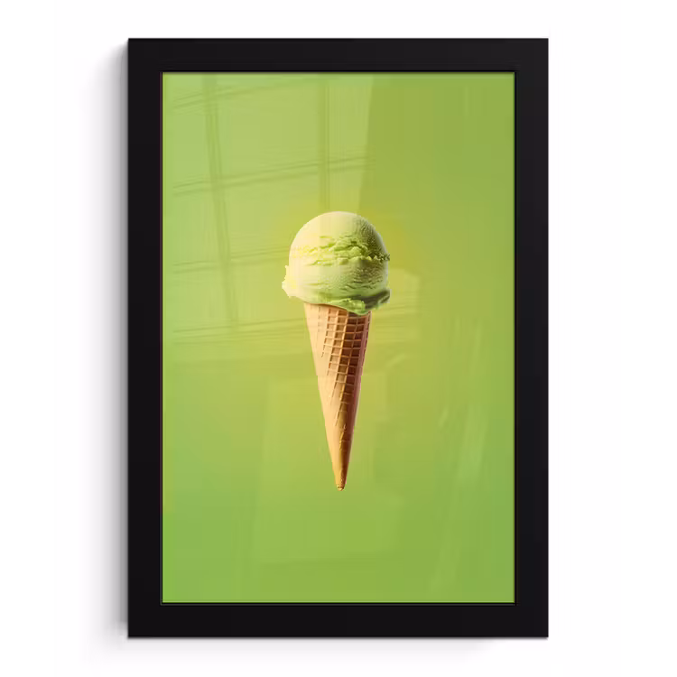 Poster met lijst - Hoorntje - Schepijs - Groen — 1