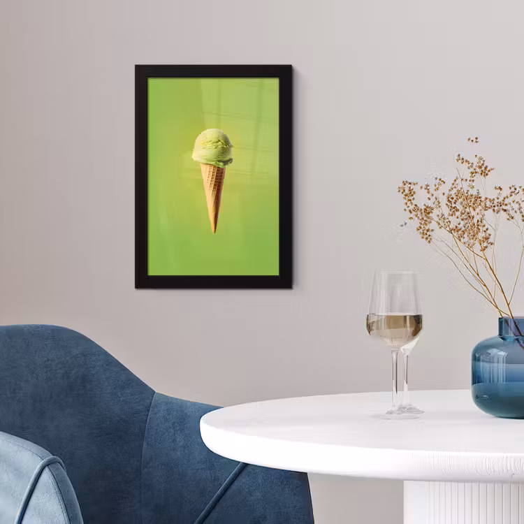 Poster met lijst - Hoorntje - Schepijs - Groen — 2