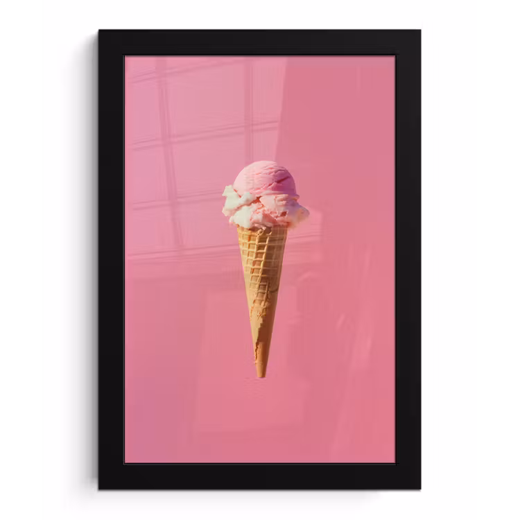 Poster met lijst - Hoorntje - Schepijs - Roze — 1