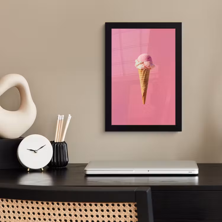 Poster met lijst - Hoorntje - Schepijs - Roze — 3