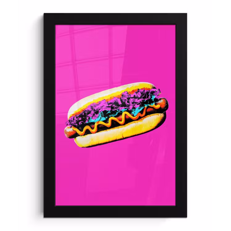 Poster met lijst - Hotdog - Roze - Retro — 1