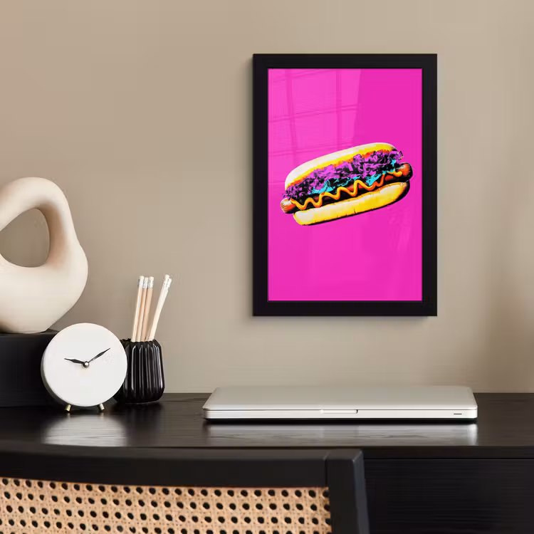 Poster met lijst - Hotdog - Roze - Retro — 3