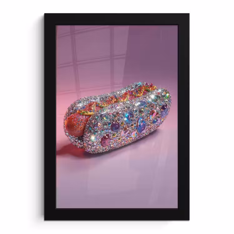 Poster met lijst - Hotdog - Steentjes - Glitters - Paars — 1