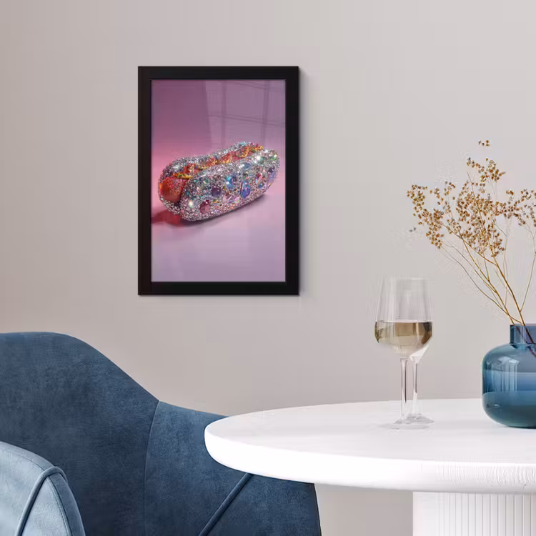 Poster met lijst - Hotdog - Steentjes - Glitters - Paars — 2