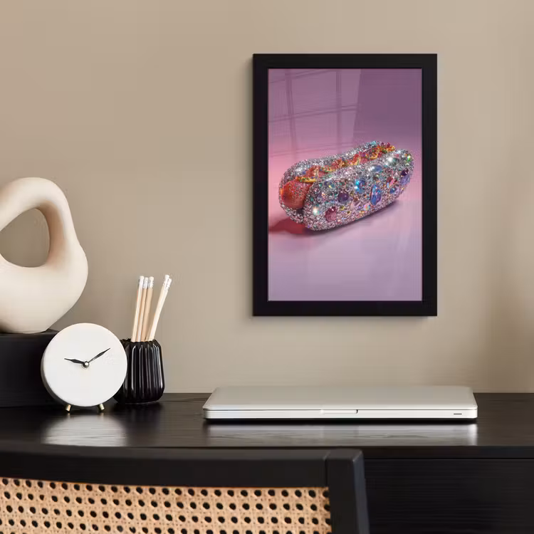 Poster met lijst - Hotdog - Steentjes - Glitters - Paars — 3
