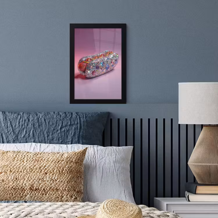 Poster met lijst - Hotdog - Steentjes - Glitters - Paars — 4