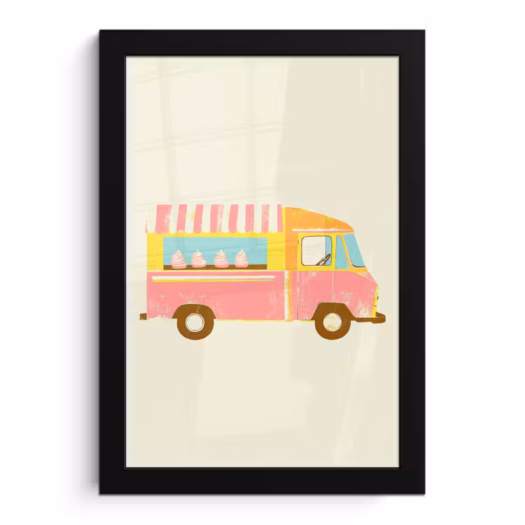 Poster met lijst - Ijskar - Retro - Softijsjes - Roze — 1