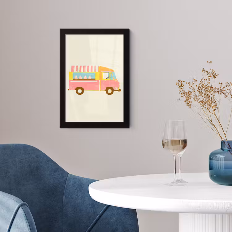 Poster met lijst - Ijskar - Retro - Softijsjes - Roze — 2
