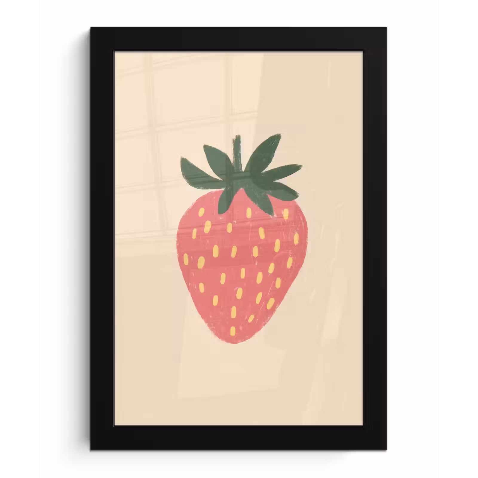 Poster met lijst - Aardbei - Minimalistisch - Rood - Fruit — 1